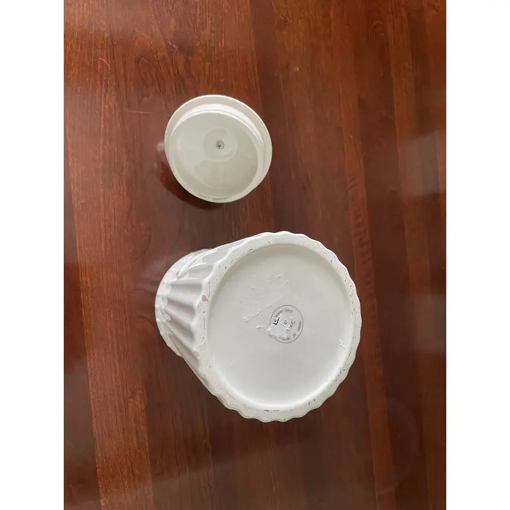 French Country Side Canister 8 Inch White